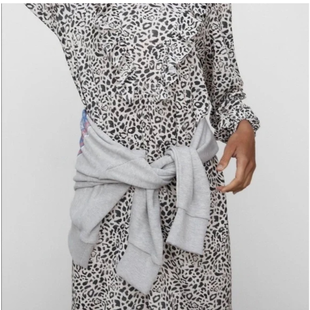 Small Zara Faded Leopard Ruffle Midi Dress - Picture 5 of 13